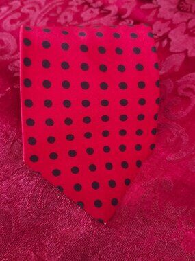 St. Michael from Marks & Spencer Red w/ Black Polkadots Silk Tie